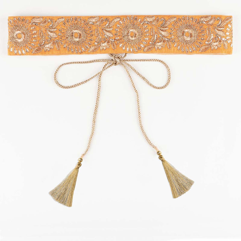 Peach Zari Embroidered Belt