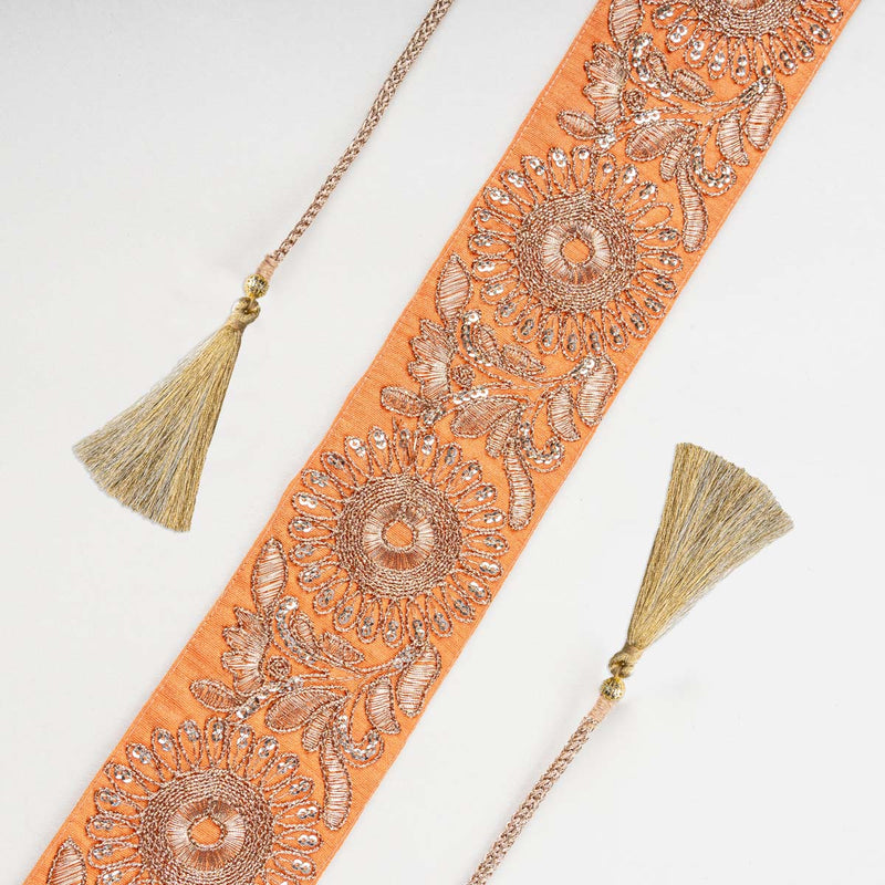 Peach Zari Embroidered Belt