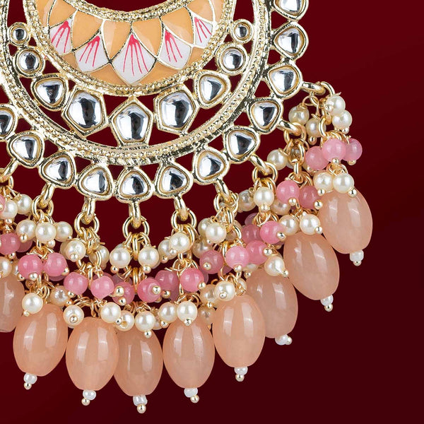 Pink Meenakari Contemporary Chandbali