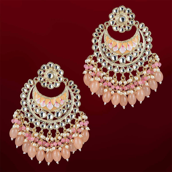 Pink Meenakari Contemporary Chandbali