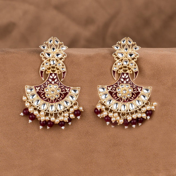 Disha Maroon Kundan Earring