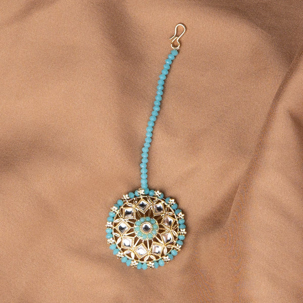 Kiara Sky Blue Kundan Maangtika