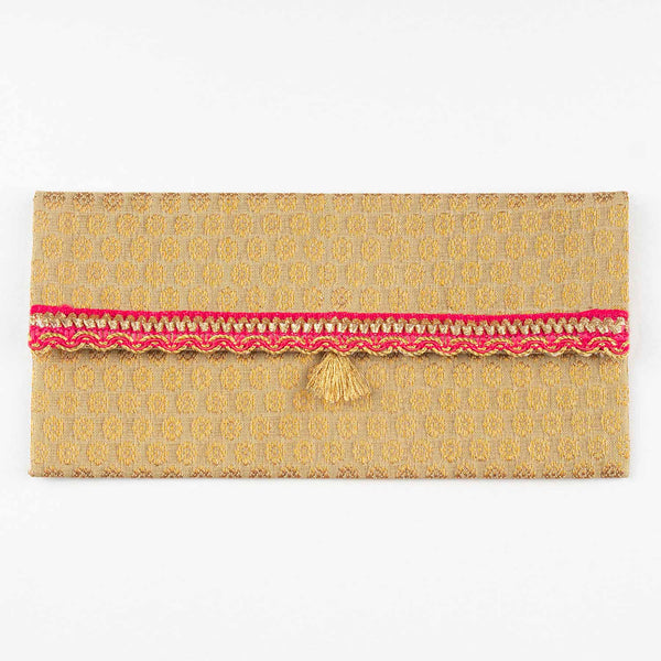 Pack of Gold Brocade Reusable Cloth Envelopes