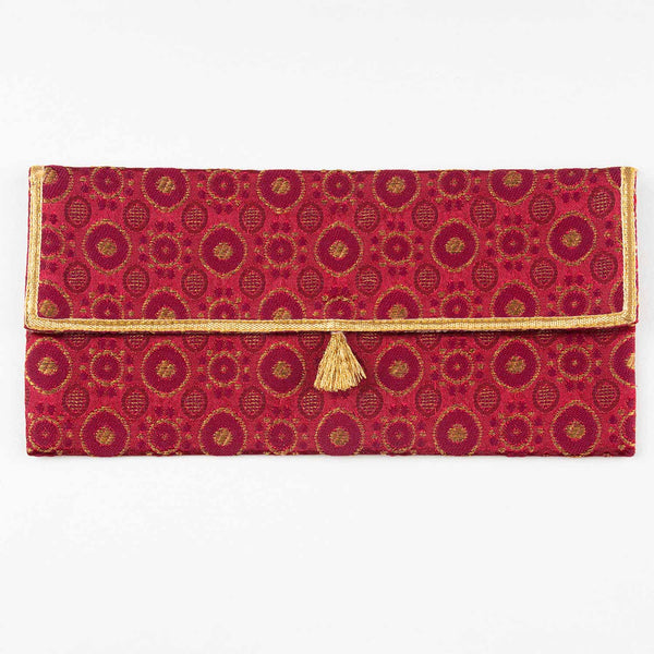 Pack of Maroon Brocade Reusable Cloth Envelopes