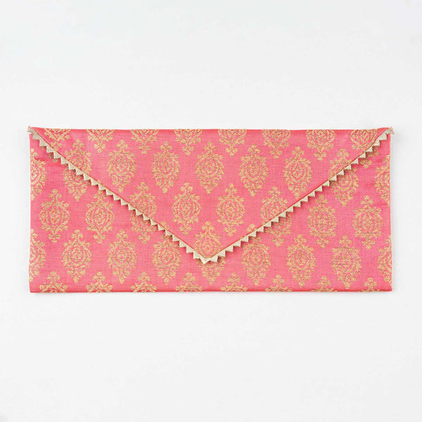 Pack of Peach Brocade Reusable Cloth Envelopes