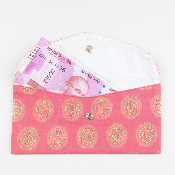 Pack of Pink Zari Reusable Cloth Envelopes