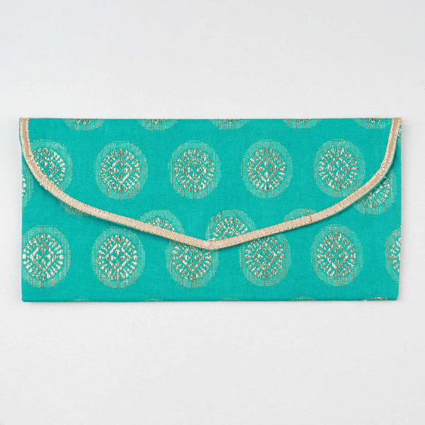 Pack of Teal Zari Reusable Cloth Envelopes